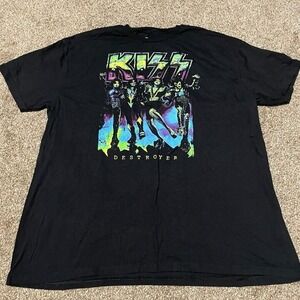 Kiss Destroyer Graphic T-shirt 2XL Black Short Sleeve Band Music